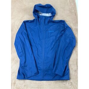 Patagonia H2NO Jacket Men's Medium Blue Waterproof Hooded Rain Jacket EUC